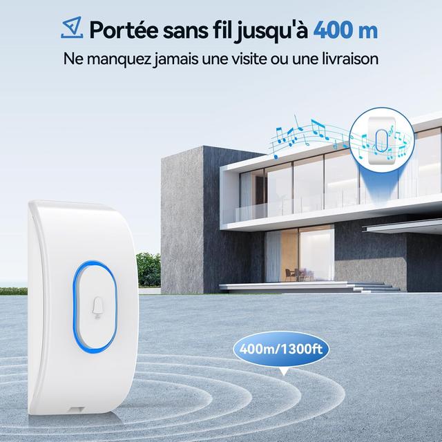 Sonnette sans Fil TECKNET 400m - IP65 Étanche