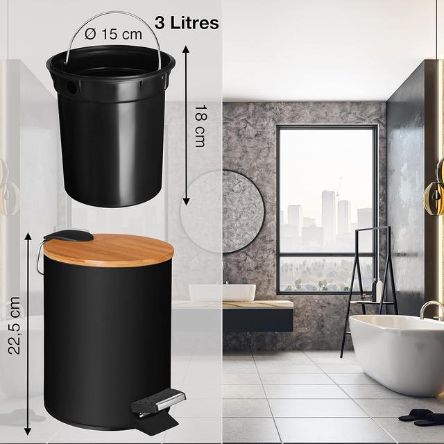 Poubelle Salle de Bain 3L VMbathrooms - Design Élégant & Fermeture Silencieuse